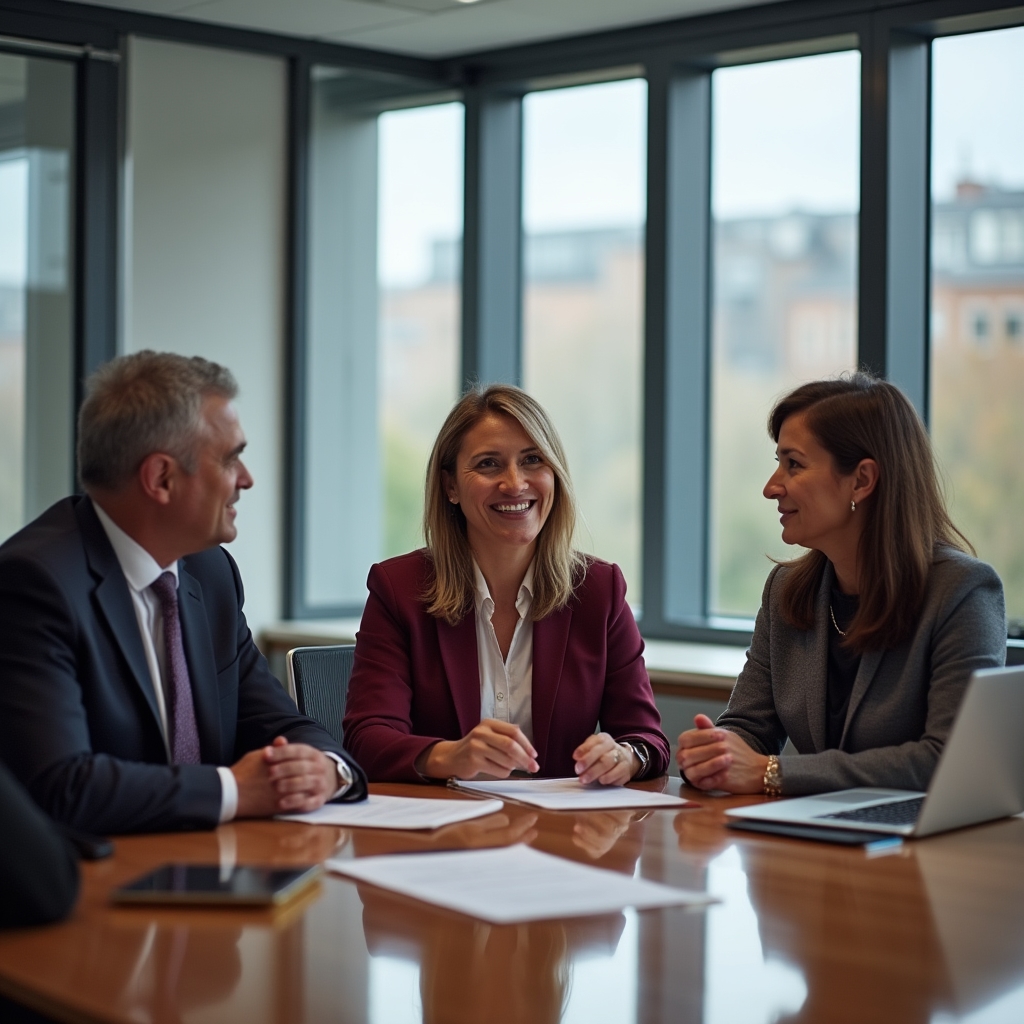 Senior professionals in a boardroom discussion