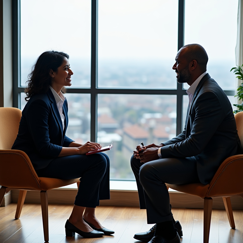 Professional in a focused one-to-one coaching session